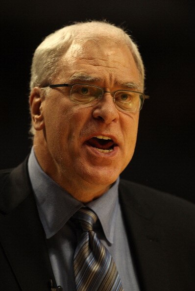 CHICAGO, IL - DECEMBER 10: Head coach Phil Jackson of the Los Angeles Lakers complains to a referee during a game against the Chicago Bulls at the United Center on December 10, 2010 in Chicago, Illinois. The Bulls defeated the Lakers 88-84. NOTE TO USER: