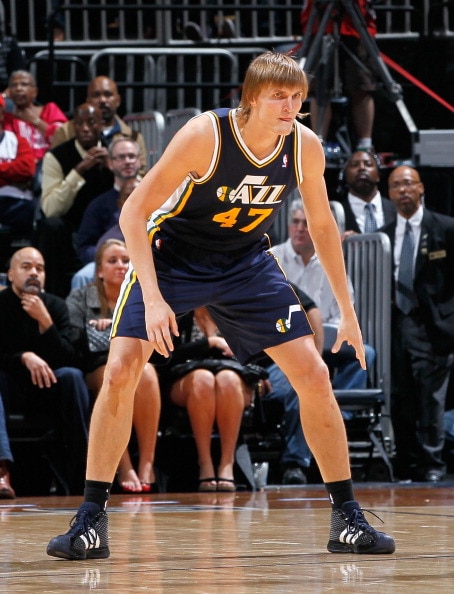 ATLANTA - NOVEMBER 12:  Andrei Kirilenko #47 of the Utah Jazz against the Atlanta Hawks at Philips Arena on November 12, 2010 in Atlanta, Georgia.  NOTE TO USER: User expressly acknowledges and agrees that, by downloading and/or using this Photograph, Use