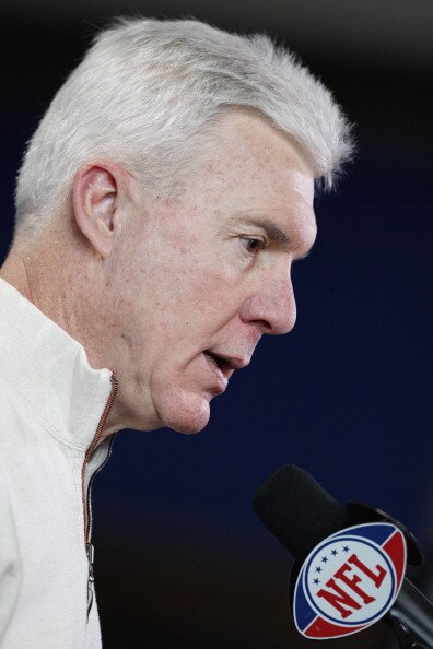 INDIANAPOLIS, IN - FEBRUARY 25: Green Bay Packers general manager Ted Thompson answers questions during a media session at the 2011 NFL Scouting Combine at Lucas Oil Stadium on February 25, 2011 in Indianapolis, Indiana. (Photo by Joe Robbins/Getty Images