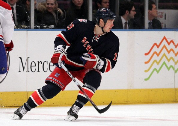 NEW YORK, NY - JANUARY 11:  Ruslan Fedotenko #19 of the New York Rangers skates against the Montreal Canadiens on January 11, 2011 at Madison Square Garden in New York City. Montreal defeated the Rangers 2-1.  (Photo by Jim McIsaac/Getty Images)