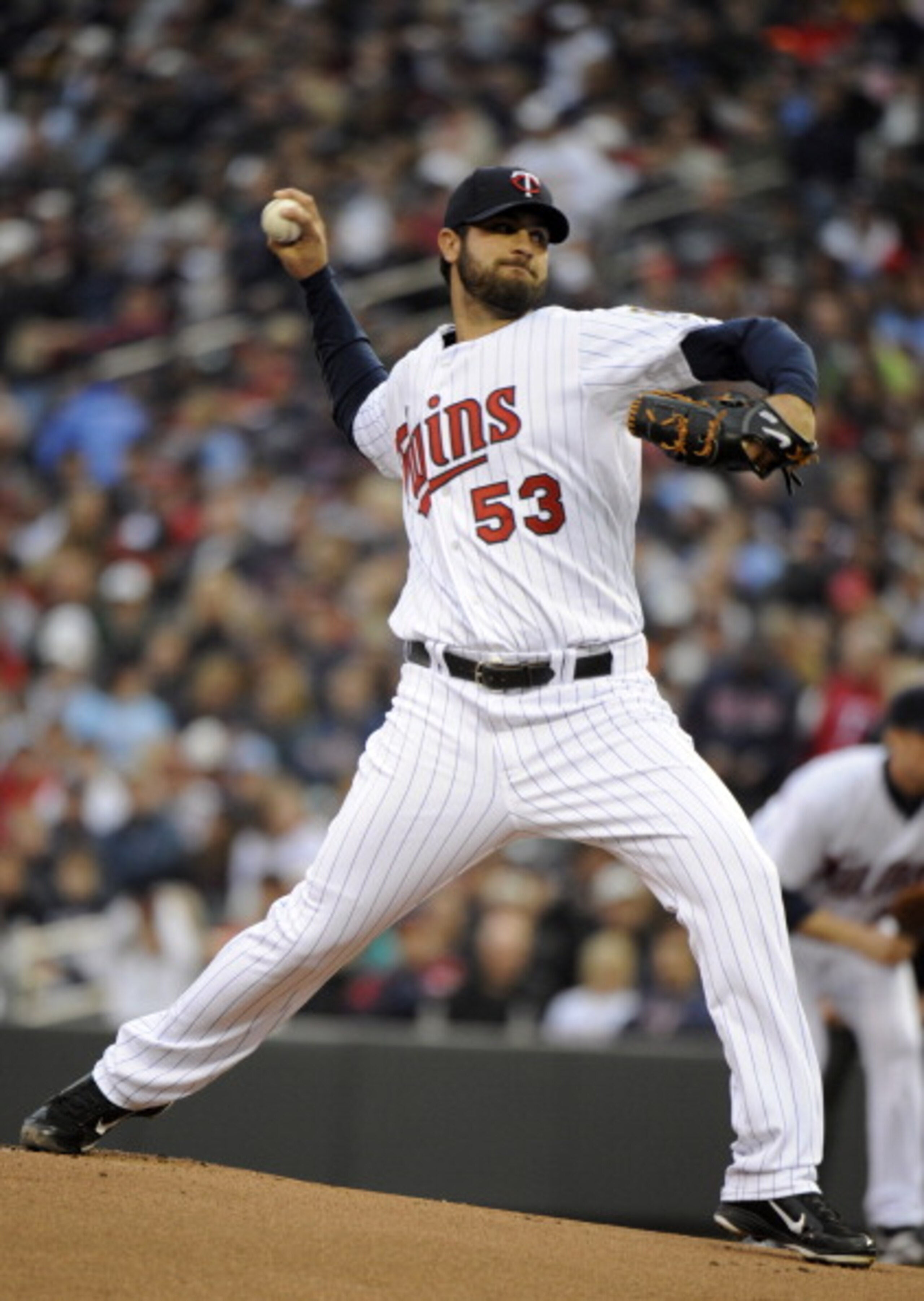 MINNEAPOLIS, MN - APRIL 9: Starting pitcher Nick Blackburn #53 of the Minnesota Twins throws against the Oakland Athletics on April 9, 2011 at Target Field in Minneapolis, Minnesota. (Photo by Hannah Foslien/Getty Images) MINNEAPOLIS, MN - APRIL 9: Starting pitcher Nick Blackburn #53 of the Minnesota Twins throws against the Oakland Athletics on April 9, 2011 at Target Field in Minneapolis, Minnesota. (Photo by Hannah Foslien/Getty Images)