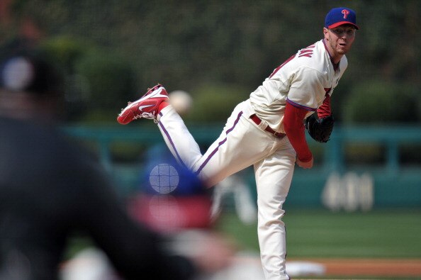 PHILADELPHIA, PA - APRIL 07: Starting pitcher Roy Halladay #34 of the Philadelphia Phillies pitches during the game against the New York Mets at Citizens Bank Park on April 7, 2011 in Philadelphia, Pennsylvania. The Phillies won 11-0. (Photo by Drew Hallo