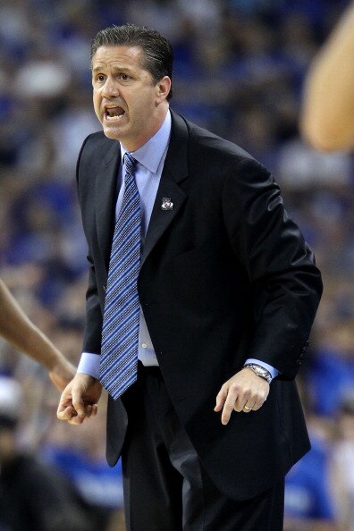 HOUSTON, TX - APRIL 02:  Head coach John Calipari of the Kentucky Wildcats reacts from the sidelines against the Connecticut Huskies during the National Semifinal game of the 2011 NCAA Division I Men's Basketball Championship at Reliant Stadium on April 2