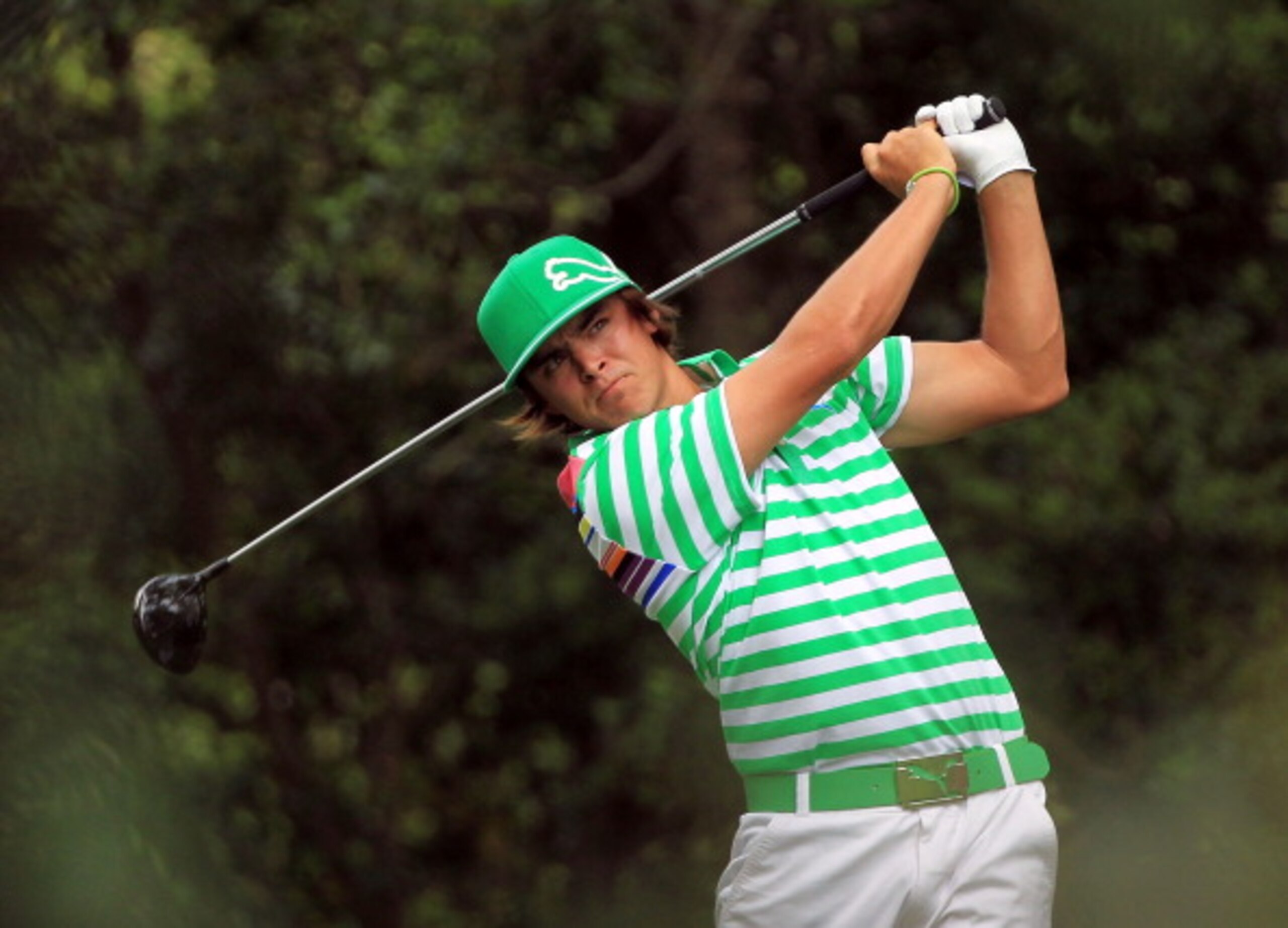 AUGUSTA, GA - APRIL 09:  Rickie Fowler watches his tee shot on the second hole during the third round of the 2011 Masters Tournament at Augusta National Golf Club on April 9, 2011 in Augusta, Georgia.  (Photo by David Cannon/Getty Images)