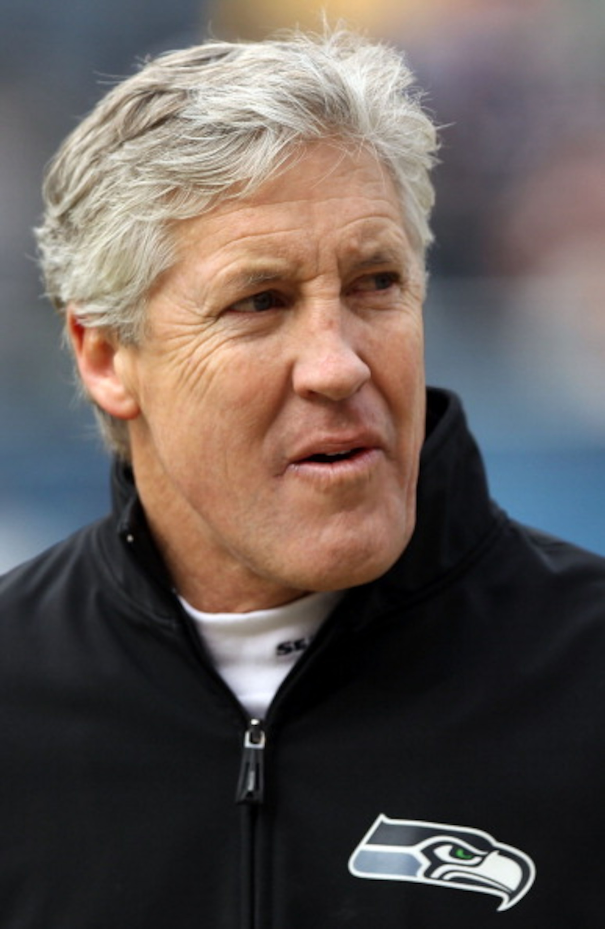 CHICAGO, IL - JANUARY 16: Head coach Pete Carroll of the Seattle Seahawks looks on during pregame warmups before the Seahawks take on the Chicago Bears in the 2011 NFC divisional playoff game at Soldier Field on January 16, 2011 in Chicago, Illinois. (P CHICAGO, IL - JANUARY 16: Head coach Pete Carroll of the Seattle Seahawks looks on during pregame warmups before the Seahawks take on the Chicago Bears in the 2011 NFC divisional playoff game at Soldier Field on January 16, 2011 in Chicago, Illinois. (P