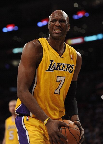 LOS ANGELES, CA - MARCH 31:  Lamar Odom #7 of the Los Angeles Lakers reacts after a score from the Dallas Mavericks at Staples Center on March 31, 2011 in Los Angeles, California.  NOTE TO USER: User expressly acknowledges and agrees that, by downloading