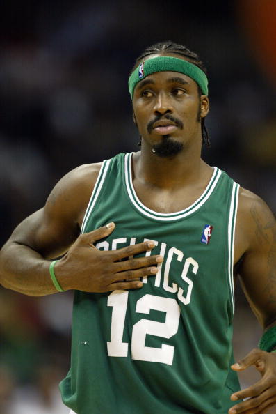 CHARLOTTE, NC - NOVEMBER 5:  Ricky Davis #12 of the Boston Celtics looks on during a game against the Charlotte Bobcats on opening night at the Charlotte Coliseum on November 5, 2005 in Charlotte, North Carolina.  The Bobcats won 107-105.  (Photo by Craig