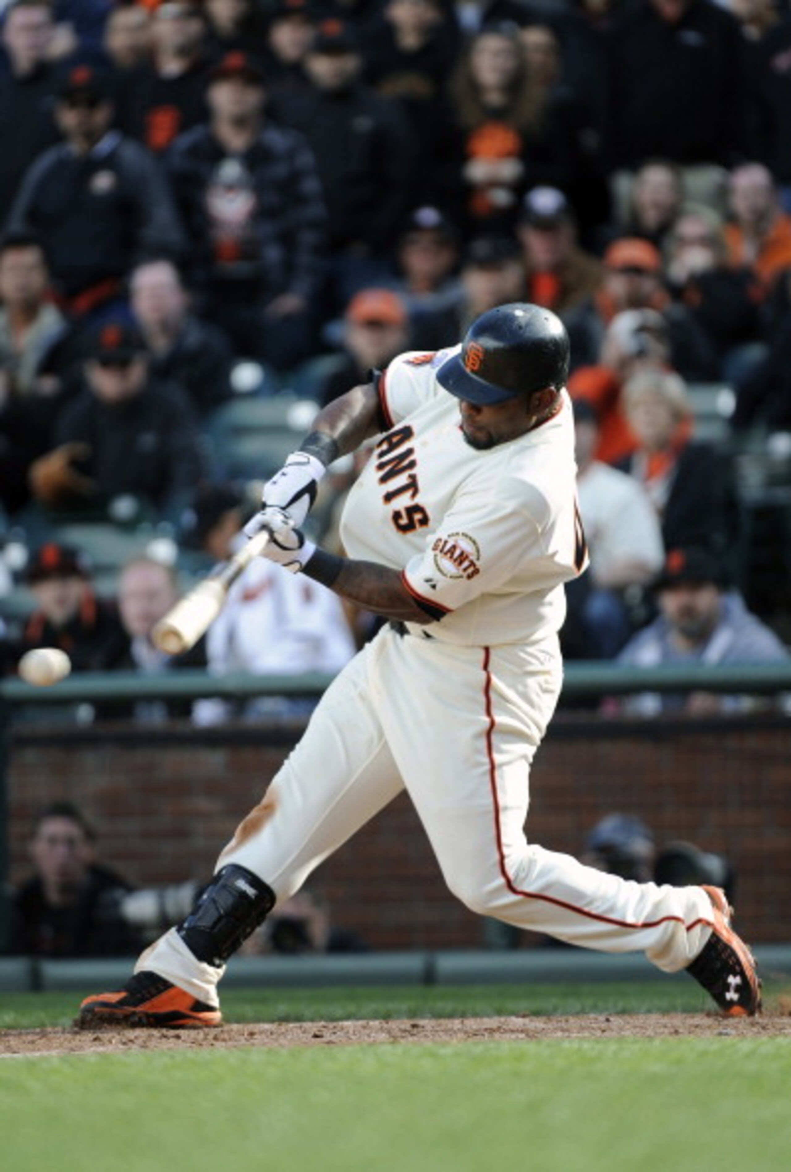 SAN FRANCISCO, CA - APRIL 8: Pablo Sandoval #48 of the San Francisco Giants singles home Aaron Rowand in the 9th inning to tie the game 4-4 against the St. Louis Cardinal at AT&T Park April 8, 2011 in San Francisco, California. The Giants won the game in SAN FRANCISCO, CA - APRIL 8: Pablo Sandoval #48 of the San Francisco Giants singles home Aaron Rowand in the 9th inning to tie the game 4-4 against the St. Louis Cardinal at AT&T Park April 8, 2011 in San Francisco, California. The Giants won the game in