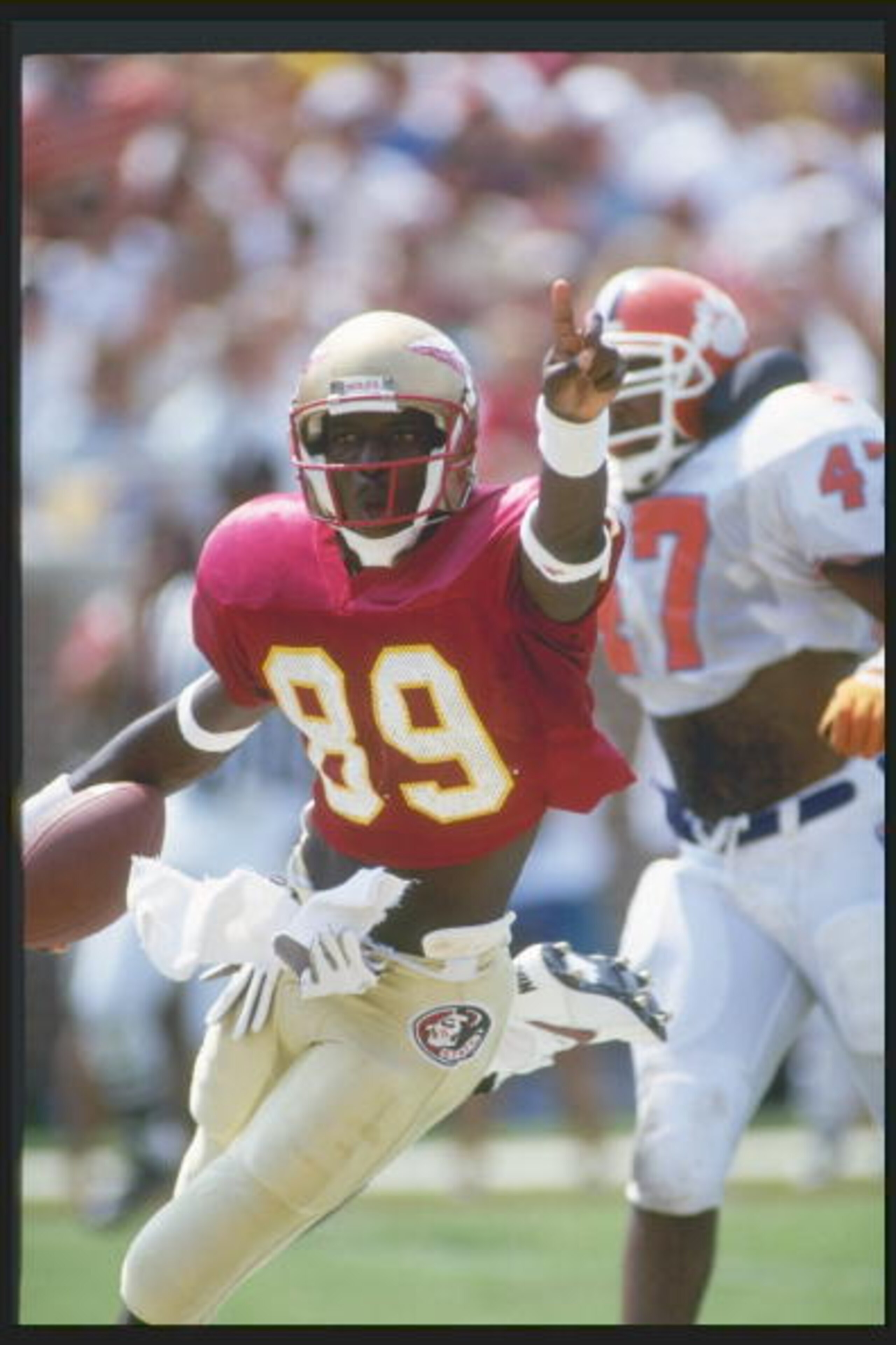 11 Sep 1993:  Wide receiver Wayne Messam of the Florida State Seminoles runs down the field during a game against the Clemson Tigers at Doak S. Campbell Stadium in Tallahassee, Florida.  Mandatory Credit: Scott Halleran  /Allsport