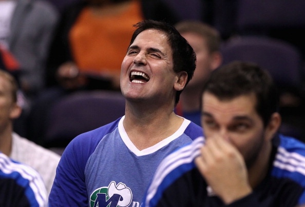 PHOENIX, AZ - MARCH 27:  Owner Mark Cuban of the Dallas Mavericks laughs during the NBA game against the Phoenix Suns at US Airways Center on March 27, 2011 in Phoenix, Arizona. The Mavericks defeated the Suns 91-83. NOTE TO USER: User expressly acknowled