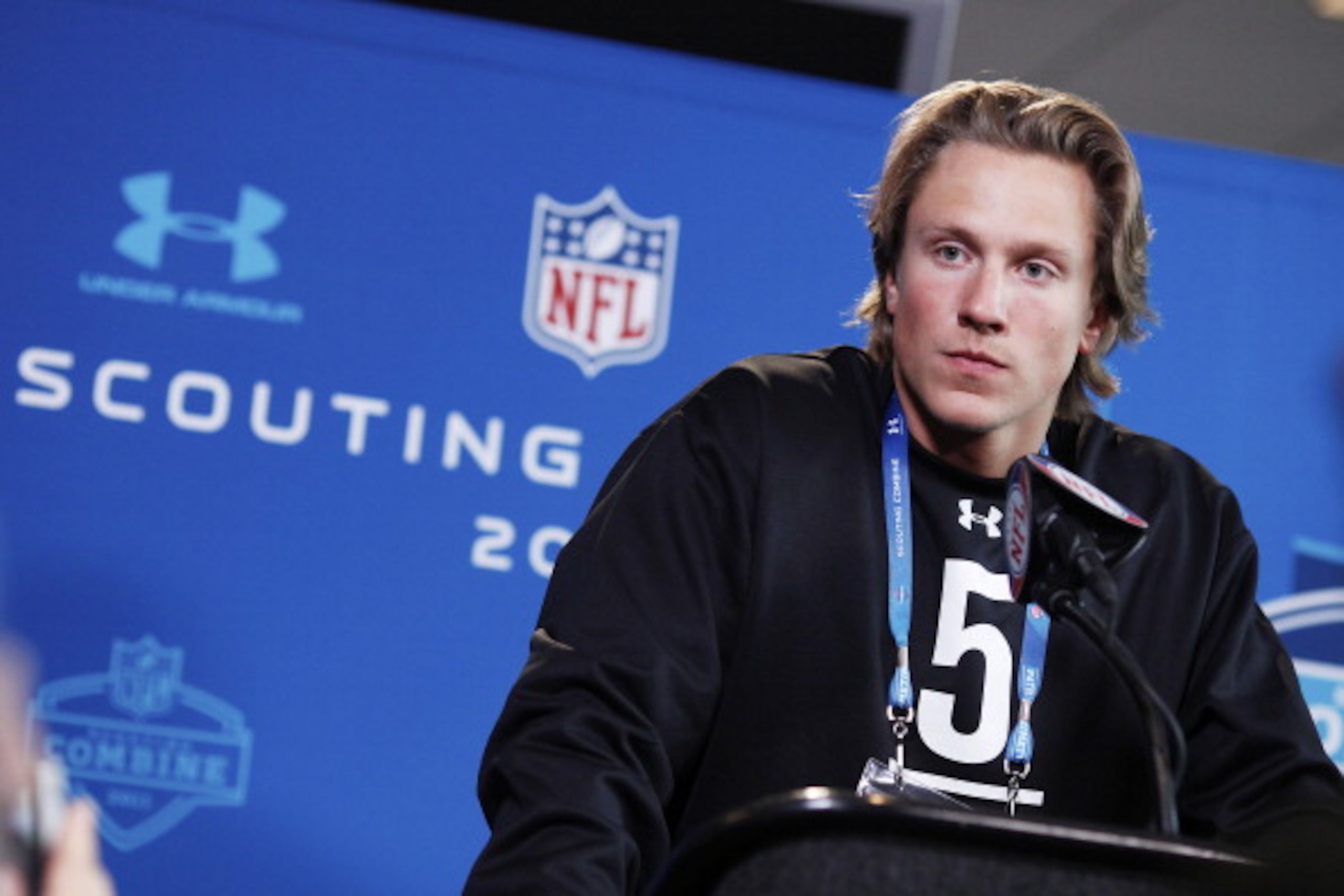 INDIANAPOLIS, IN - FEBRUARY 25: Missouri Tigers quarterback Blaine Gabbert answers questions during a media session at the 2011 NFL Scouting Combine at Lucas Oil Stadium on February 25, 2011 in Indianapolis, Indiana. (Photo by Joe Robbins/Getty Images) INDIANAPOLIS, IN - FEBRUARY 25: Missouri Tigers quarterback Blaine Gabbert answers questions during a media session at the 2011 NFL Scouting Combine at Lucas Oil Stadium on February 25, 2011 in Indianapolis, Indiana. (Photo by Joe Robbins/Getty Images)