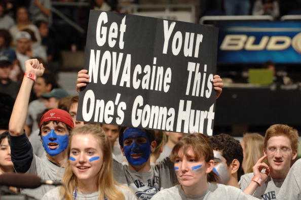 WASHINGTON - FEBRUARY 06:  Georgetown Hoyas fans during a college basketball game against the Villanova  Wildcats on February 6, 2010 at the Verizon Center in Washington DC.  (Photo by Mitchell Layton/Getty Images)