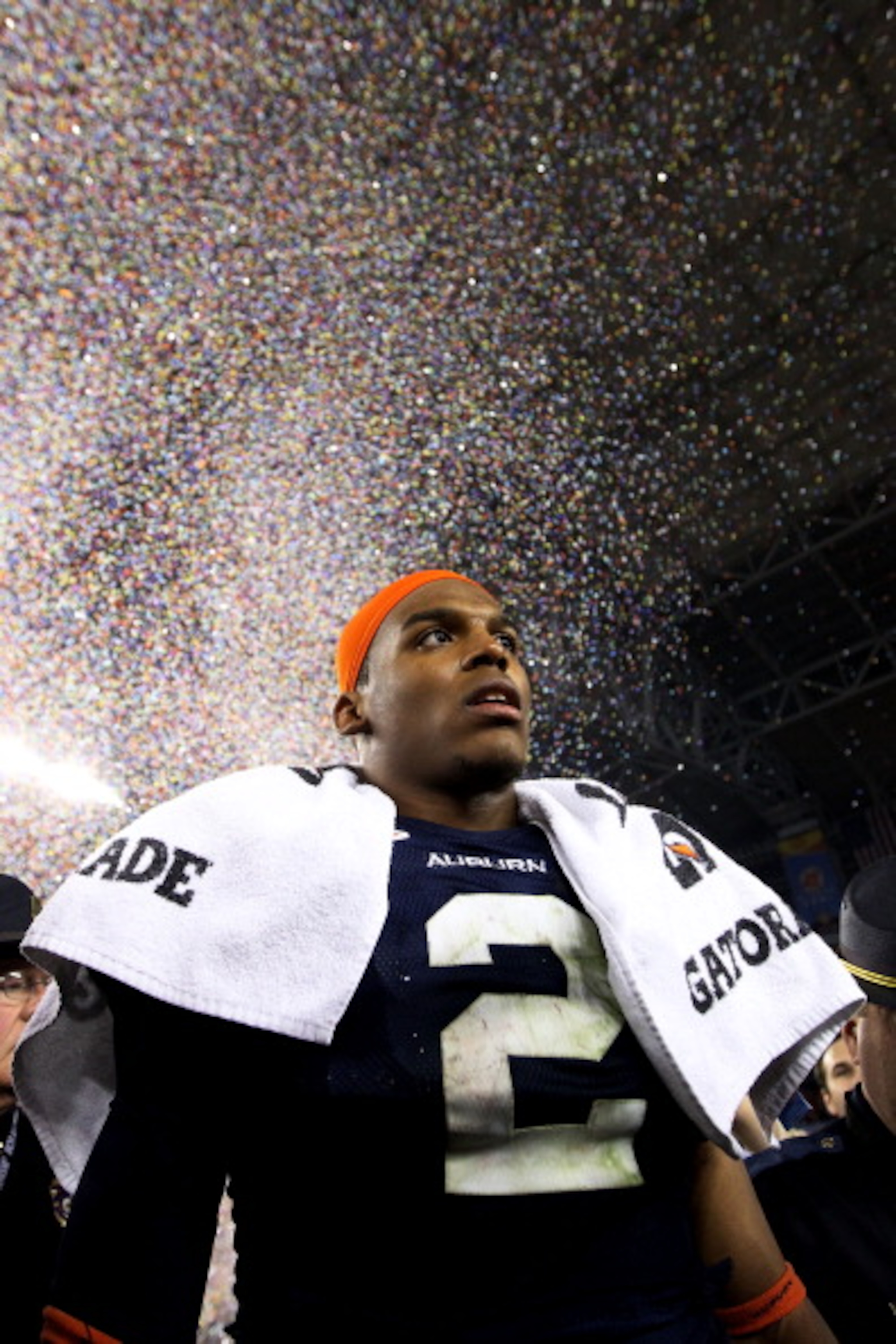 GLENDALE, AZ - JANUARY 10:  Quarterback Cameron Newton #2 of the Auburn Tigers celebrates the Tigers 22-19 victory against the Oregon Ducks in the Tostitos BCS National Championship Game at University of Phoenix Stadium on January 10, 2011 in Glendale, Ar