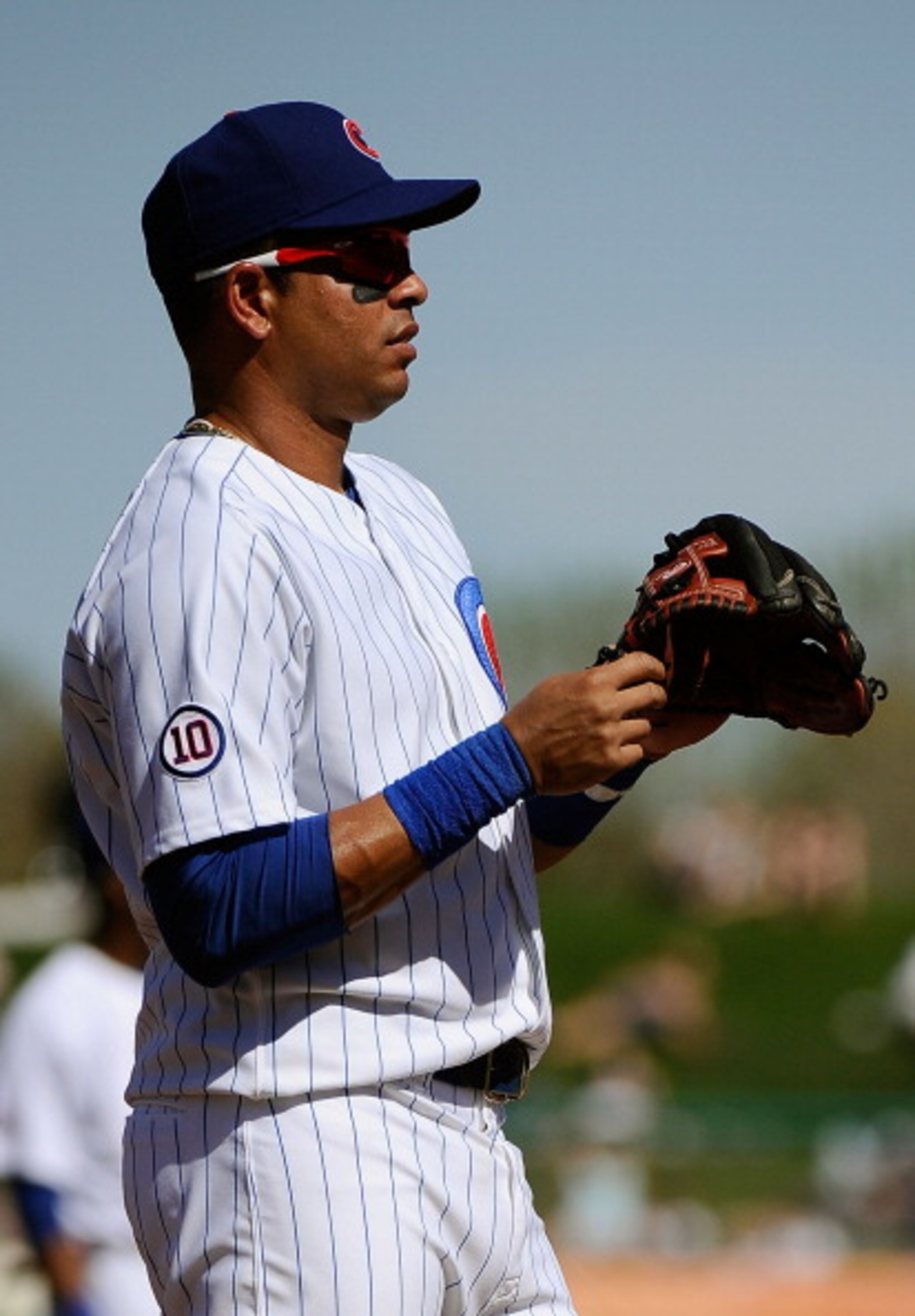 MESA, AZ - MARCH 09:  Aramis Ramirez #16 of the Chicago Cubs on the mound during the spring training baseball game against the Kansas City Royals at HoHoKam Stadium on March 9, 2011 in Mesa, Arizona.  (Photo by Kevork Djansezian/Getty Images)