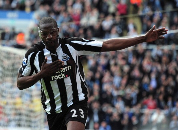 NEWCASTLE UPON TYNE, ENGLAND - APRIL 02:  Shola Ameobi of Newcastle United celebrates after scoring during the Barclays Premier League match between Newcastle United and Wolverhampton Wanderers at St James' Park on April 2, 2011 in Newcastle upon Tyne, En