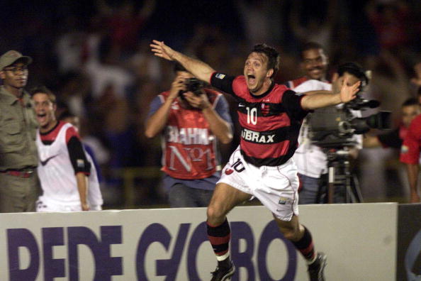 27 Oct 2000:  Petkovic of Flamengo celebrates during the Flamengo  v Vasco de Gama Joao Havelange Cup match played at the Maracana Stadium, Rio de Janeiro. Mandatory Credit: Allsport/ALLSPORT
