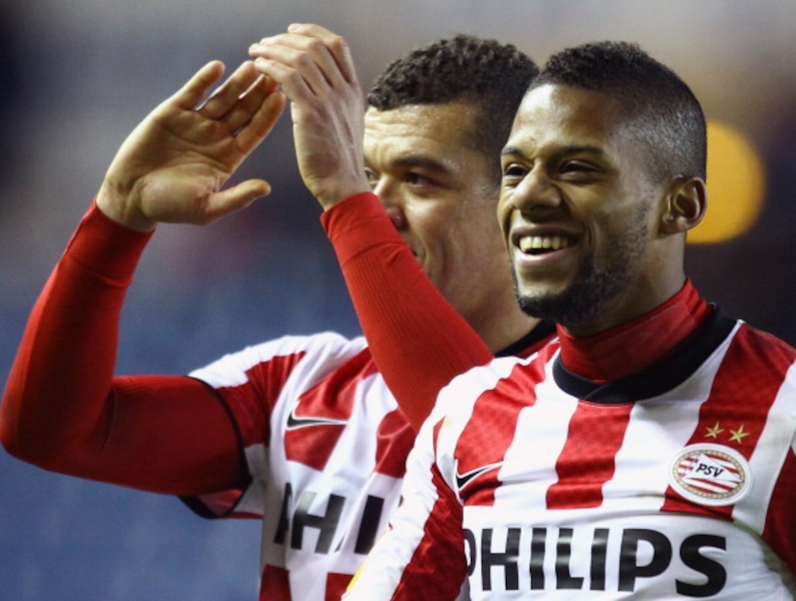 GLASGOW, SCOTLAND - MARCH 17:  Jeremain Lens  of PSV Eindhoven at the end of the Europa League round of 16 second leg match between Rangers and PSV Eindhoven at Ibrox Stadium at Ibrox Stadium on March 17, 2011 in Glasgow, Scotland.  (Photo by Jeff J Mitch