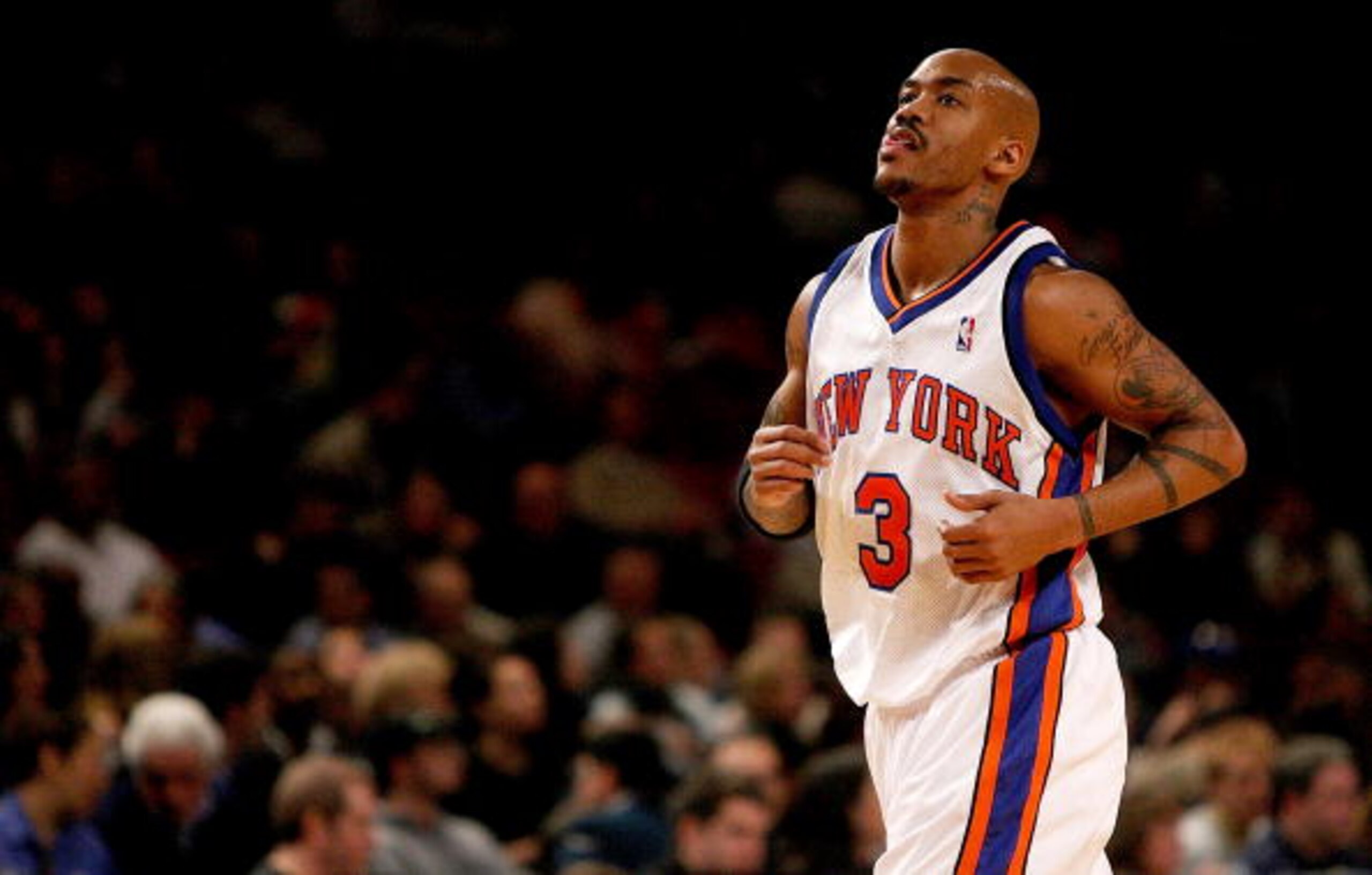 NEW YORK - JANUARY 11: Stephon Marbury #3 of the New York Knicks leaves the court against the Toronto Raptors on January 11, 2008 at Madison Square Garden in New York City. NOTE TO USER: User expressly acknowledges and agrees that, by downloading and/or NEW YORK - JANUARY 11: Stephon Marbury #3 of the New York Knicks leaves the court against the Toronto Raptors on January 11, 2008 at Madison Square Garden in New York City. NOTE TO USER: User expressly acknowledges and agrees that, by downloading and/or