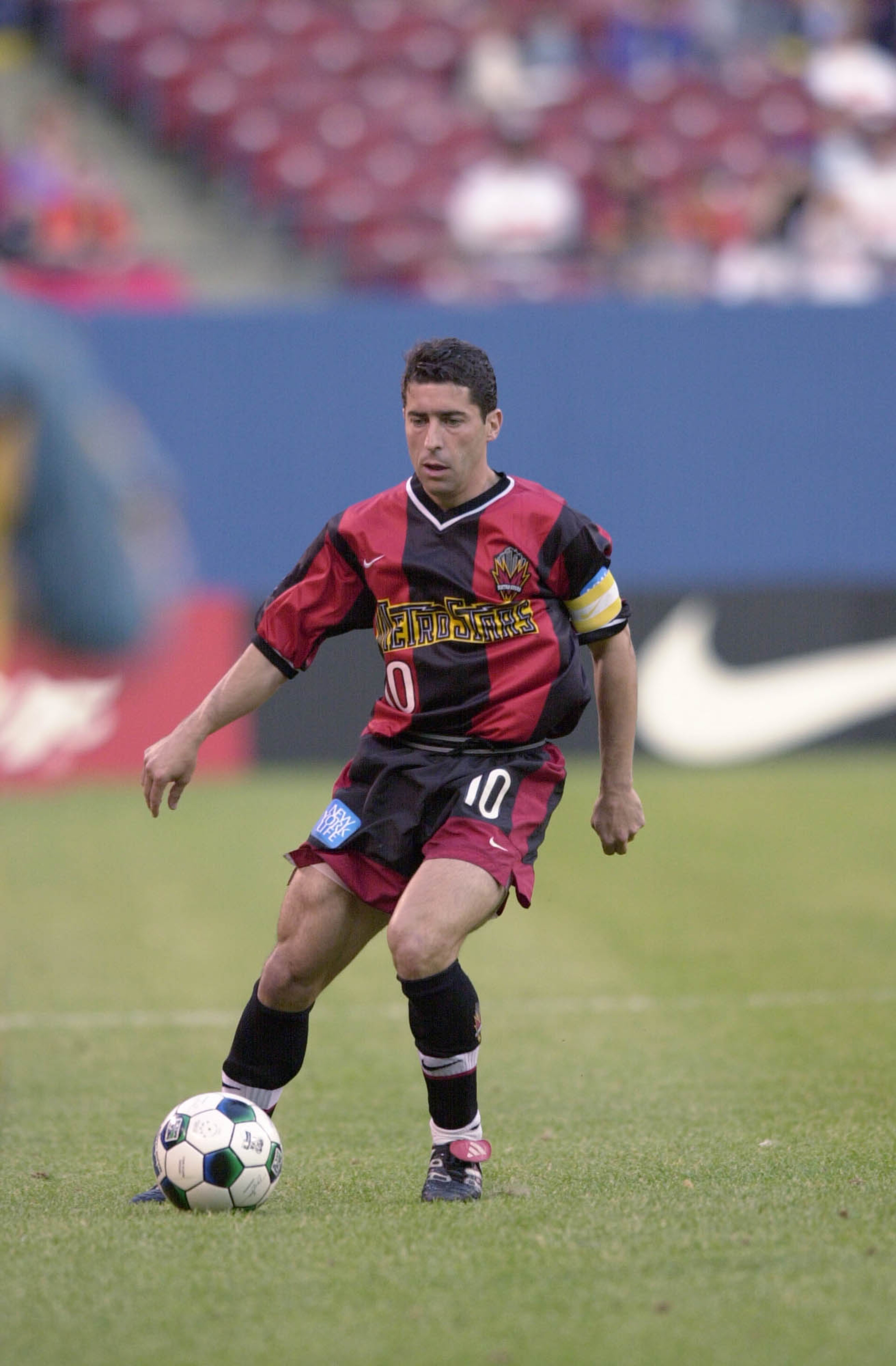 12 May 2001: Tab Ramos #10 of the New York / New Jersey MetroStars dribbles down field against the Los Angeles Galaxy during the match at Giants Stadium in East Rutherford, New Jersey. The MetroStars won 2-0 over the Galaxy. DIGITAL IMAGE Mandatory Cre 12 May 2001: Tab Ramos #10 of the New York / New Jersey MetroStars dribbles down field against the Los Angeles Galaxy during the match at Giants Stadium in East Rutherford, New Jersey. The MetroStars won 2-0 over the Galaxy. DIGITAL IMAGE Mandatory Cre