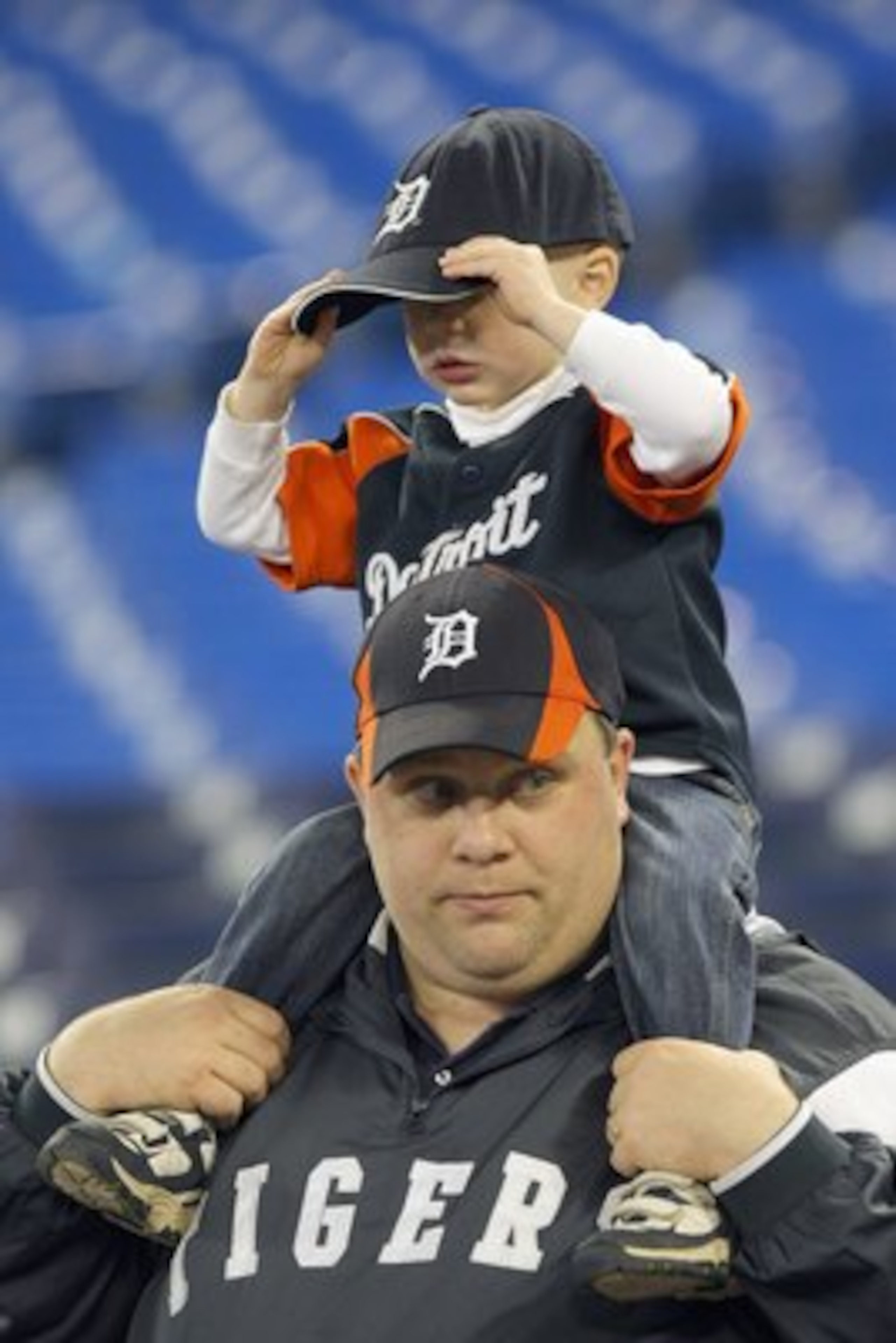 TORONTO - APRIL 6:  Fans of the Detroit Tigers watch warm-ups before Opening Day game against the Toronto Blue Jays at the Rogers Centre April 6, 2009 in Toronto, Ontario. (Photo by: Dave Sandford/Getty Images)