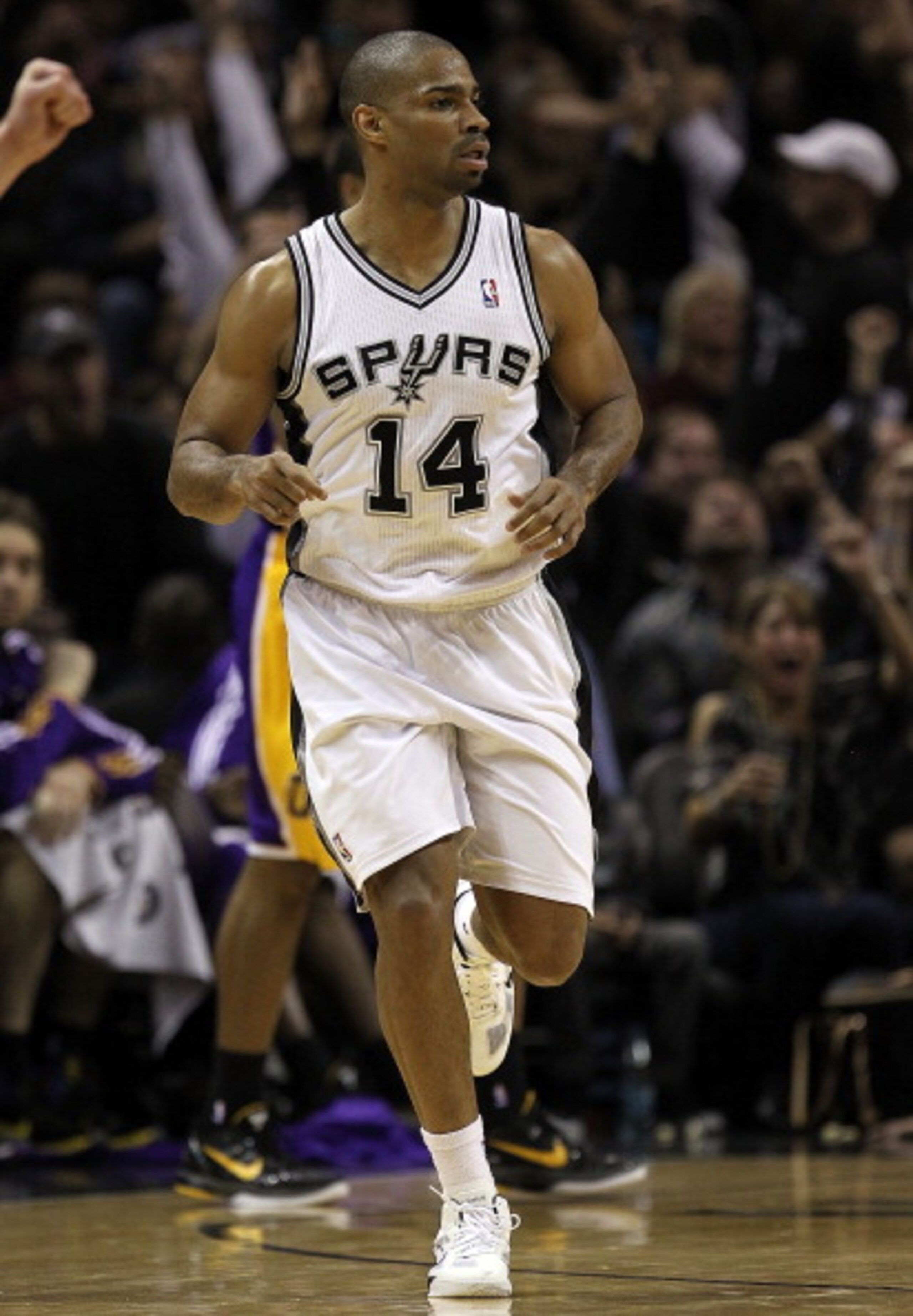 SAN ANTONIO, TX - DECEMBER 28:  Guard Gary Neal #14 of the San Antonio Spurs during play against the Los Angeles Lakers at AT&T Center on December 28, 2010 in San Antonio, Texas.  NOTE TO USER: User expressly acknowledges and agrees that, by downloading a