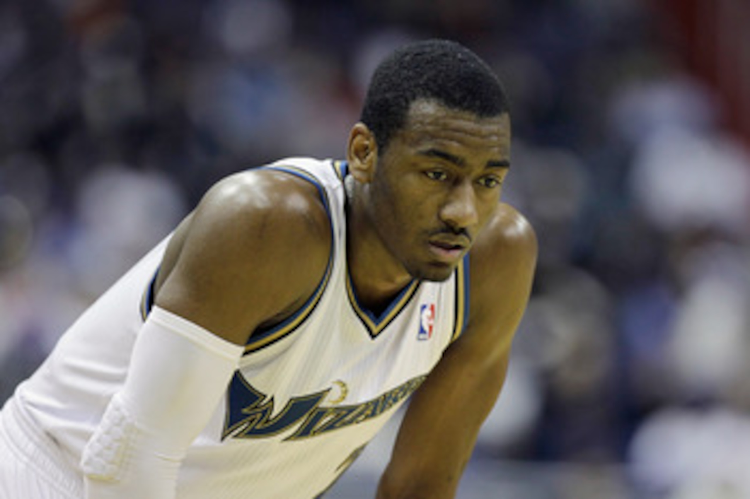 WASHINGTON, DC - MARCH 14: John Wall #2 of the Washington Wizards looks on against the Oklahoma City Thunder during the second half at the Verizon Center on March 14, 2011 in Washington, DC. NOTE TO USER: User expressly acknowledges and agrees that, by do