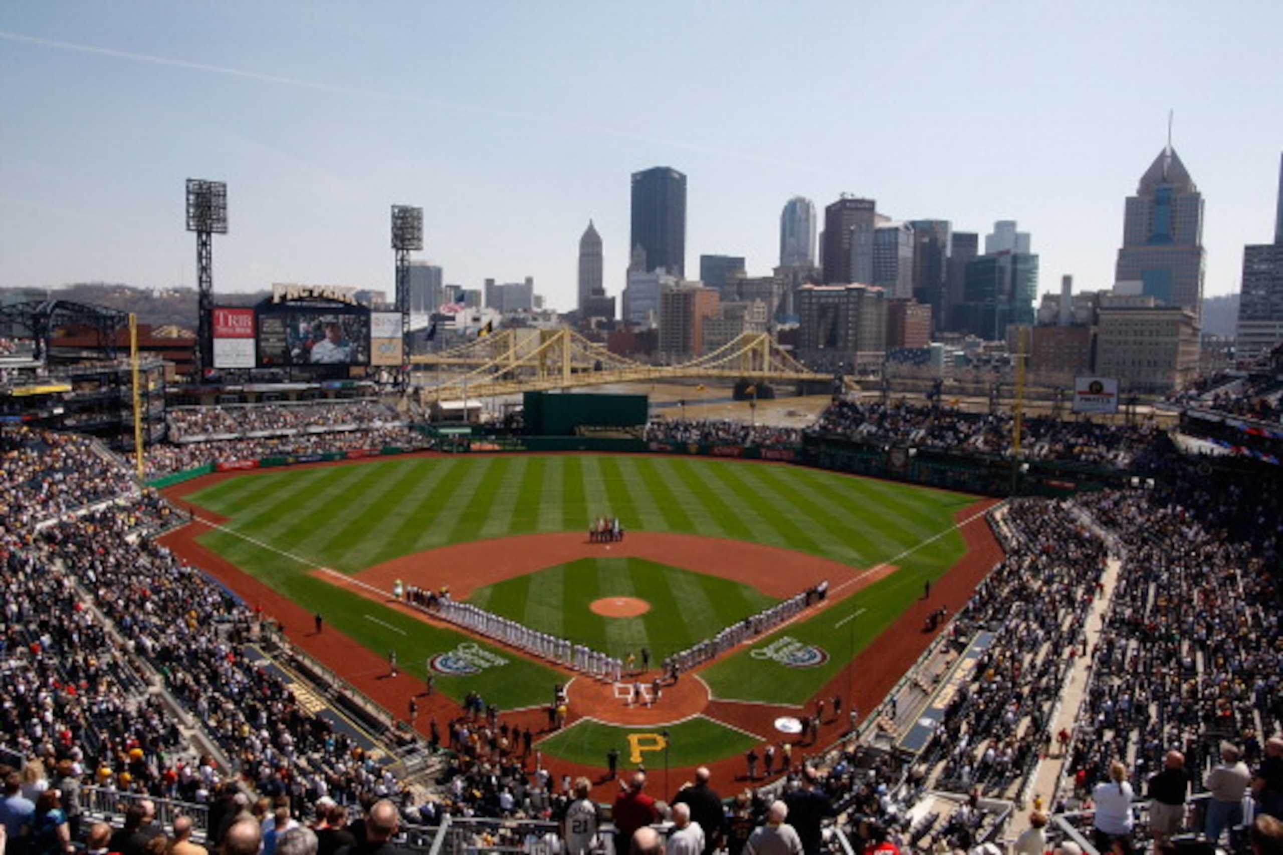 PITTSBURGH - APRIL 07: General view of PNC Park during the Opening Day ceremonies before the game between the Pittsburgh Pirates and the Colorado Rockies on April 7, 2011 at PNC Park in Pittsburgh, Pennsylvania. (Photo by Jared Wickerham/Getty Images) PITTSBURGH - APRIL 07: General view of PNC Park during the Opening Day ceremonies before the game between the Pittsburgh Pirates and the Colorado Rockies on April 7, 2011 at PNC Park in Pittsburgh, Pennsylvania. (Photo by Jared Wickerham/Getty Images)