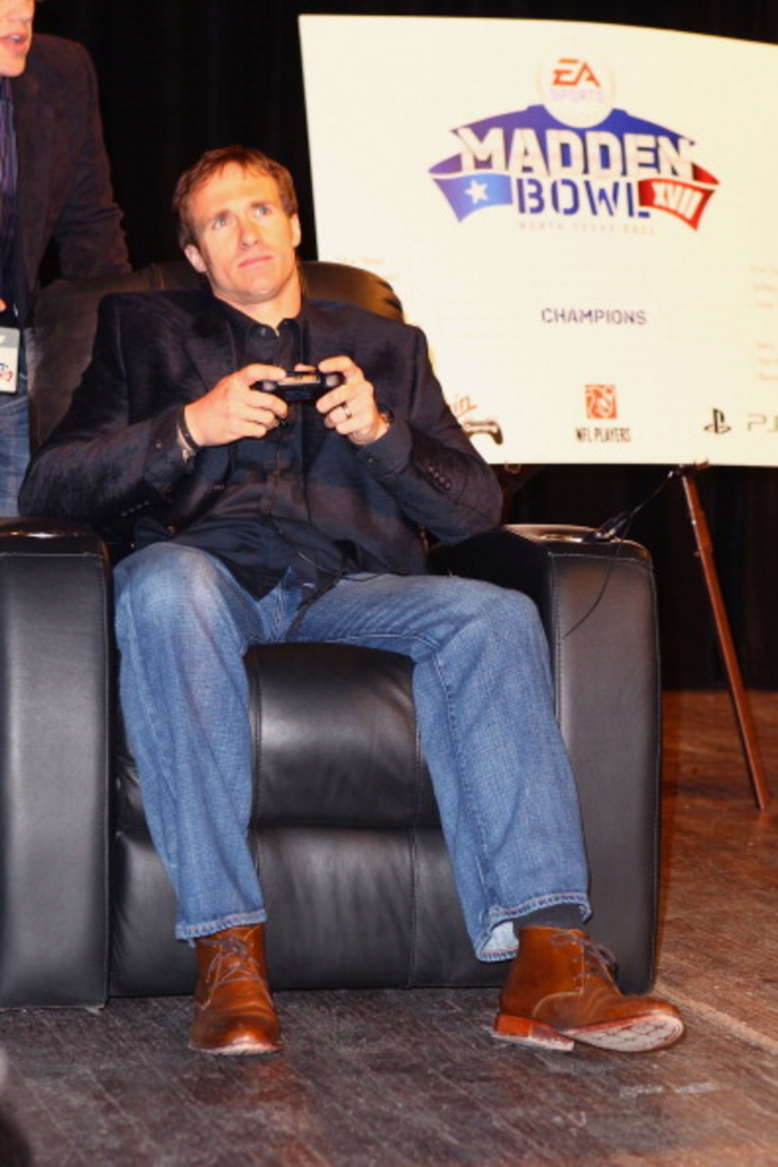 GRAPEVINE, TX - FEBRUARY 03:  NFL player Drew Brees of the New Orleans Saints attends the EA SPORTS Madden Bowl XVII at The Glass Cactus on February 3, 2011 in Grapevine, Texas.  (Photo by Joe Scarnici/Getty Images for Madden Bowl XVII)