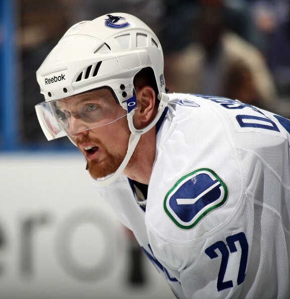 ATLANTA, GA - MARCH 25:  Daniel Sedin #22 of the Vancouver Canucks skates against the Atlanta Thrashers at the Philips Arena on March 25, 2011 in Atlanta, Georgia.  (Photo by Bruce Bennett/Getty Images)