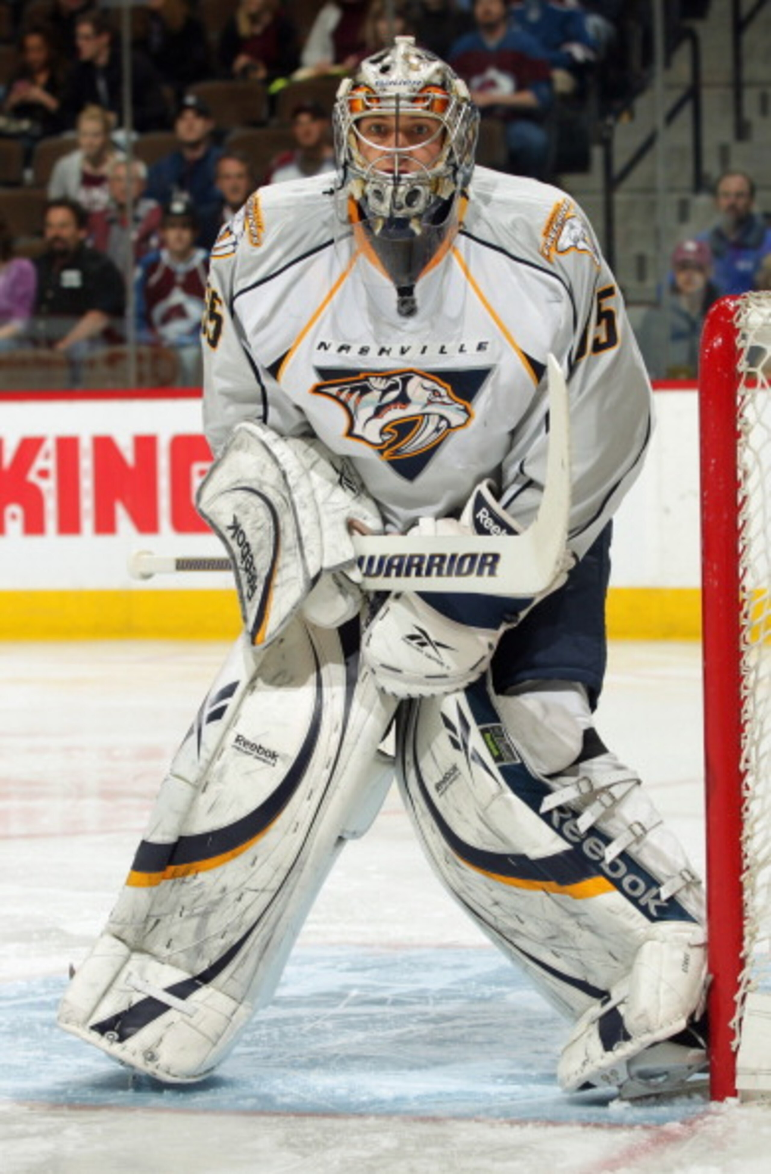 DENVER, CO - MARCH 31: Goalie Pekka Rinne #35 of the Nashville Predators defends the goal against the Colorado Avalanche at the Pepsi Center on March 31, 2011 in Denver, Colorado. Rinne had 27 saves as the Nashville Predators defeated the Colorado Avalan DENVER, CO - MARCH 31: Goalie Pekka Rinne #35 of the Nashville Predators defends the goal against the Colorado Avalanche at the Pepsi Center on March 31, 2011 in Denver, Colorado. Rinne had 27 saves as the Nashville Predators defeated the Colorado Avalan