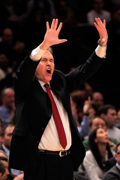 NEW YORK, NY - MARCH 30:  Head coach Mike D'Antoni of the New York Knicks gestures from the bench during the game against the New Jersey Nets at Madison Square Garden on March 30, 2011 in New York City. NOTE TO USER: User expressly acknowledges and agrees