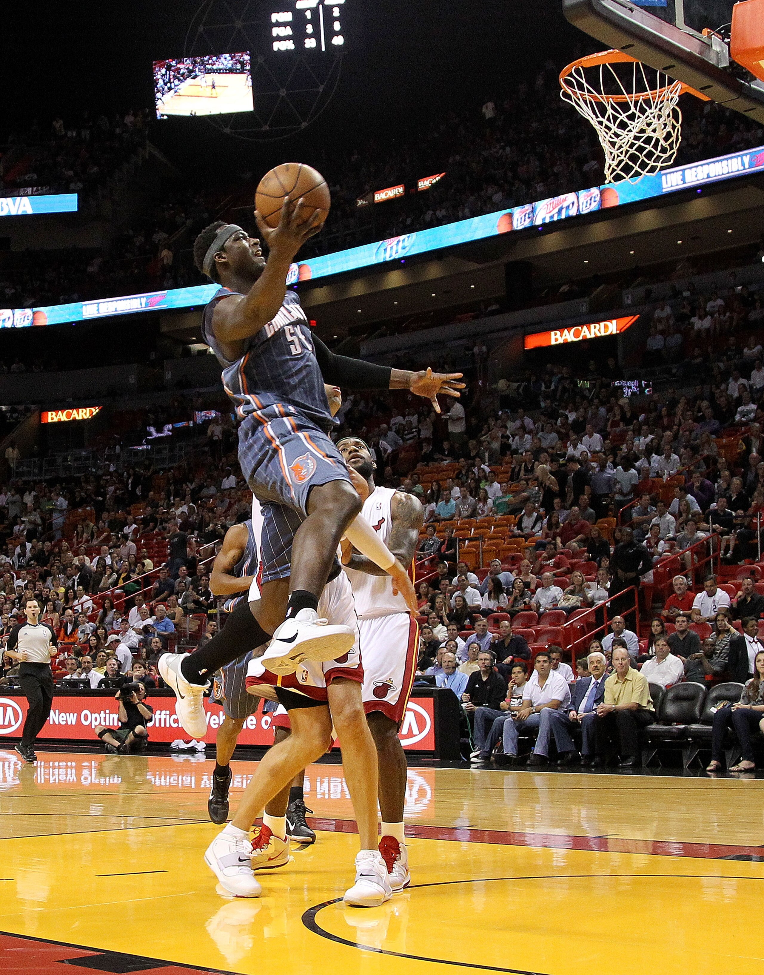 MIAMI, FL - APRIL 08: Kwame Brown #54 of the Charlotte Bobcats drives to the lane during a game against the Miami Heat at American Airlines Arena on April 8, 2011 in Miami, Florida. NOTE TO USER: User expressly acknowledges and agrees that, by downloadin MIAMI, FL - APRIL 08: Kwame Brown #54 of the Charlotte Bobcats drives to the lane during a game against the Miami Heat at American Airlines Arena on April 8, 2011 in Miami, Florida. NOTE TO USER: User expressly acknowledges and agrees that, by downloadin