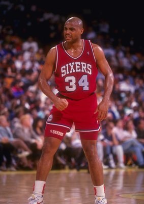 30 Dec 1990: Forward Charles Barkley of the Philadelphia 76ers looks on during a game against the Los Angeles Lakers at the CoreStates Spectrum in Inglewood, California. The Lakers won the game, 115-107.