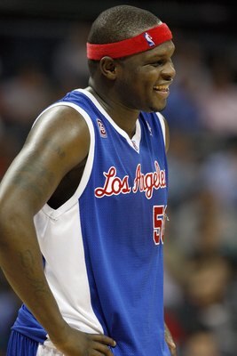 CHARLOTTE, NC - FEBRUARY 9:  Zach Randolph #50 of the Los Angeles Clippers smiles during the game against the Charlotte Bobcats at Time Warner Cable Arena on February 9, 2009 in Charlotte, North Carolina. NOTE TO USER: User expressly acknowledges and agre