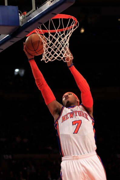 NEW YORK, NY - MARCH 30:  Carmelo Anthony #7 of the New York Knicks shoots against the New Jersey Nets at Madison Square Garden on March 30, 2011 in New York City. NOTE TO USER: User expressly acknowledges and agrees that, by downloading and/or using this