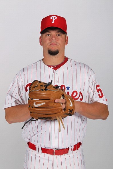 CLEARWATER, FL - FEBRUARY 22:  Joe Blanton #56 of the Philadelphia Phillies poses for a photo during Spring Training Media Photo Day at Bright House Networks Field on February 22, 2011 in Clearwater, Florida.  (Photo by Nick Laham/Getty Images)