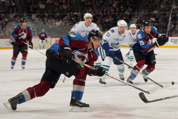 DENVER, CO - JANUARY 18:  Tomas Fleischmann #14 of the Colorado Avalanche takes a shot against the Vancouver Canucks at the Pepsi Center on January 18, 2011 in Denver, Colorado. The Avalanche defeated the Canucks 4-3 in overtime.  (Photo by Doug Pensinger