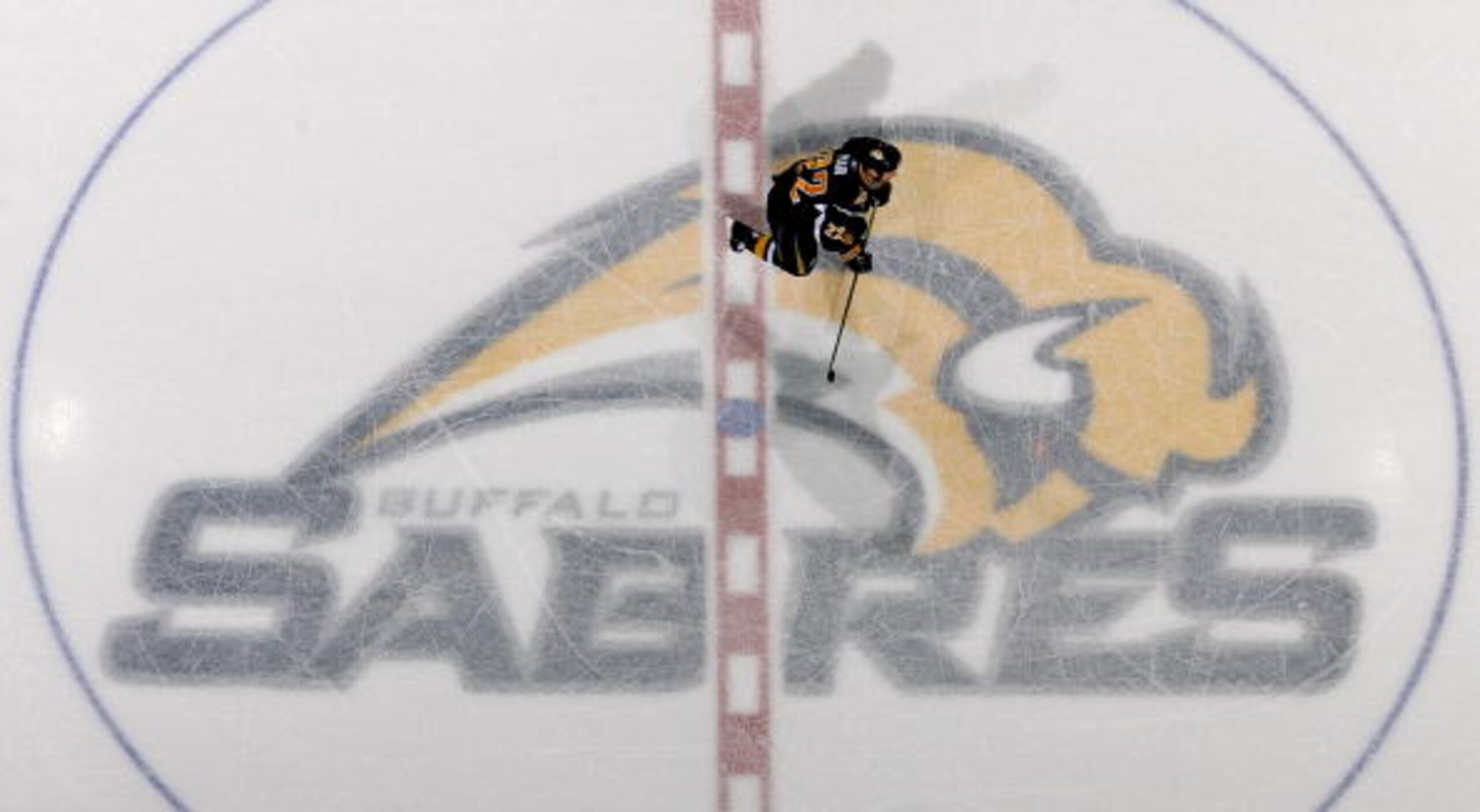 BUFFALO, NY - FEBRUARY 13: Adam Mair #22 of the Buffalo Sabres skates over the center ice emblem during play against the Toronto Maple Leafs on February 13, 2008 at HSBC Arena in Buffalo, New York. (Photo by Rick Stewart/Getty Images) BUFFALO, NY - FEBRUARY 13: Adam Mair #22 of the Buffalo Sabres skates over the center ice emblem during play against the Toronto Maple Leafs on February 13, 2008 at HSBC Arena in Buffalo, New York. (Photo by Rick Stewart/Getty Images)