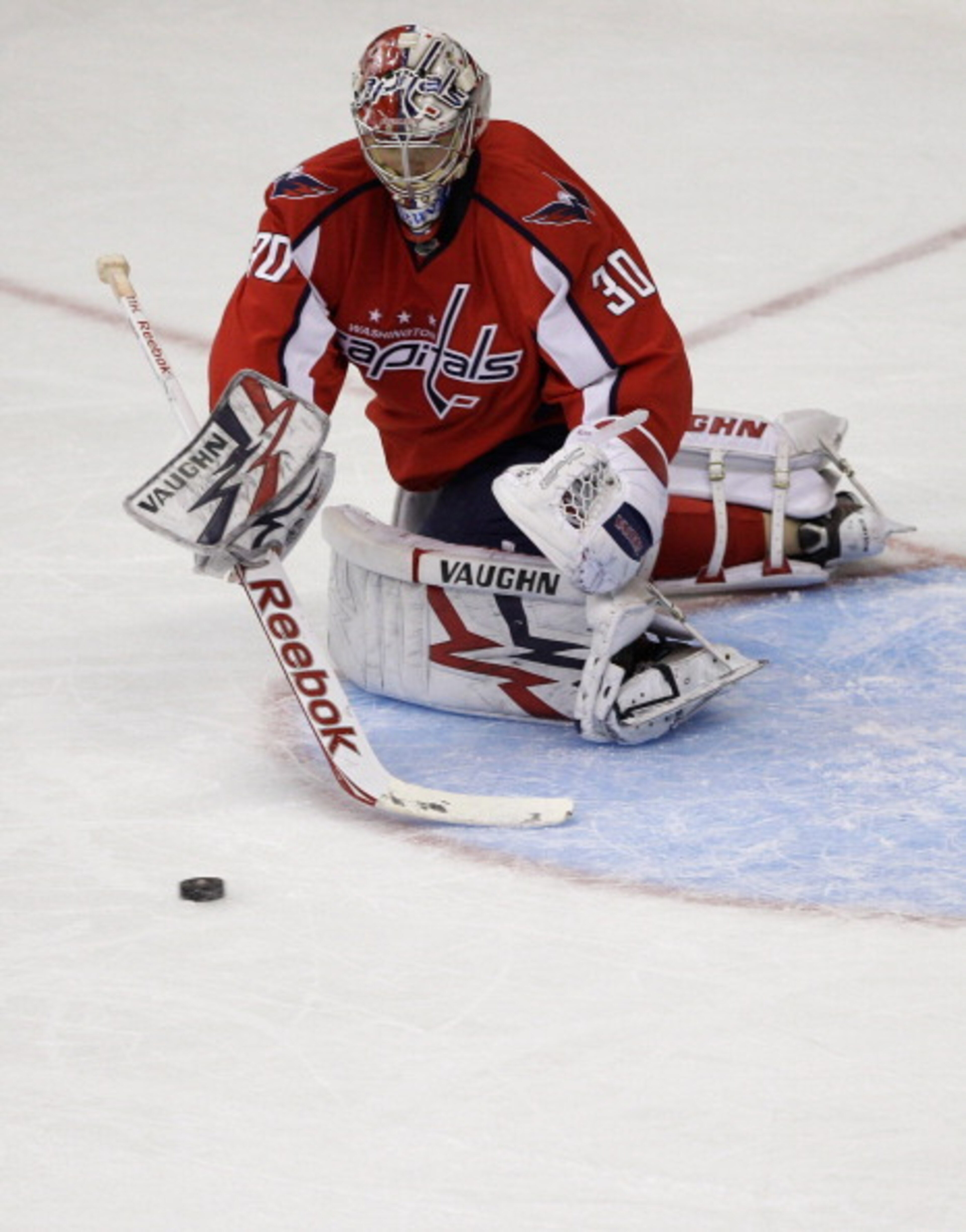 WASHINGTON, DC - FEBRUARY 25:  Goalie Michal Neuvirth #30 of the Washington Capitals against the New York Rangers at the Verizon Center on February 25, 2011 in Washington, DC. The Rangers won 6-0.  (Photo by Rob Carr/Getty Images)