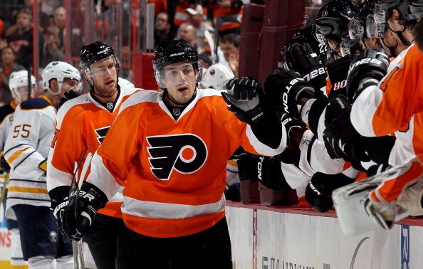 PHILADELPHIA - OCTOBER 26:  Daniel Briere #48 of the Philadelphia Flyers skates against the Buffalo Sabres on October 26, 2010 at Wells Fargo Center in Philadelphia, Pennsylvania. The Flyers defeated the Sabres 6-3.  (Photo by Jim McIsaac/Getty Images)