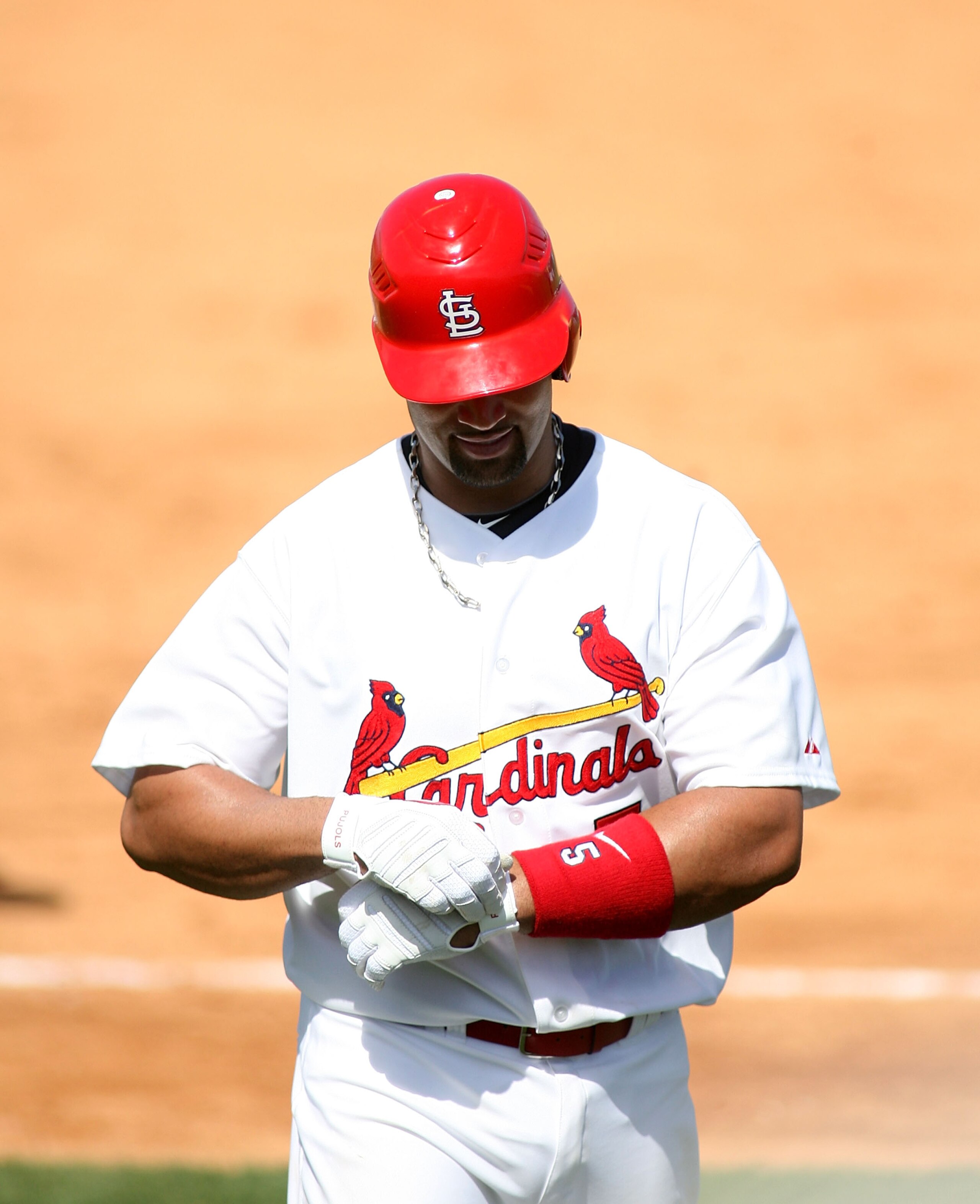 JUPITER, FL - FEBRUARY 28: Albert Pujols #5 of the St. Louis Cardinals bats against the Florida Marlins at Roger Dean Stadium on February 28, 2011 in Jupiter, Florida. (Photo by Marc Serota/Getty Images) JUPITER, FL - FEBRUARY 28: Albert Pujols #5 of the St. Louis Cardinals bats against the Florida Marlins at Roger Dean Stadium on February 28, 2011 in Jupiter, Florida. (Photo by Marc Serota/Getty Images)