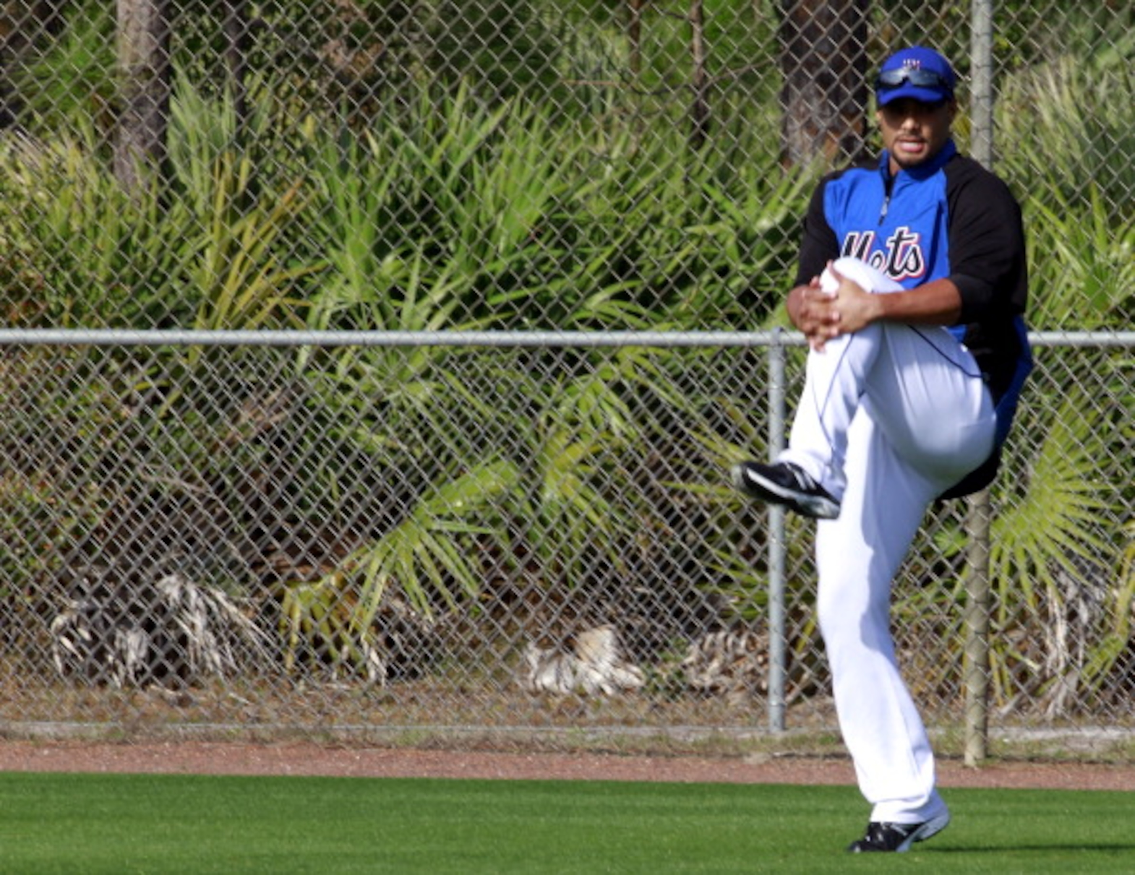 PORT ST. LUCIE, FL - FEBRUARY 17:  Pitcher Johan Santana #57 of the New York Metsworks out during spring training at Tradition Field on February 17, 2011 in Port St. Lucie, Florida.  (Photo by Marc Serota/Getty Images)