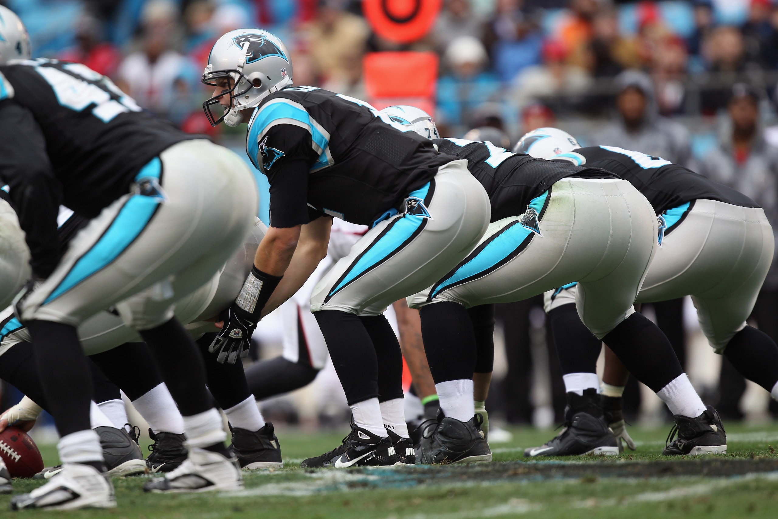 CHARLOTTE, NC - DECEMBER 12:  Casey Clausen #2 of the Carolina Panthers against the Atlanta Falcons during their game at Bank of America Stadium on December 12, 2010 in Charlotte, North Carolina.  (Photo by Streeter Lecka/Getty Images)