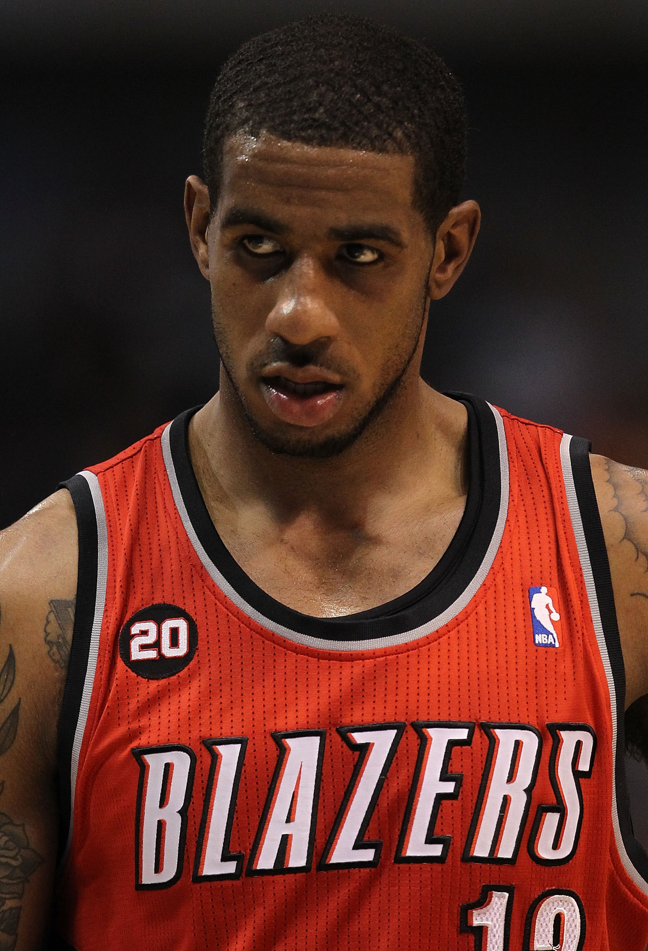 DALLAS, TX - DECEMBER 15:  LaMarcus Aldridge #12 of the Portland Trail Blazers at American Airlines Center on December 15, 2010 in Dallas, Texas. NOTE TO USER: User expressly acknowledges and agrees that, by downloading and or using this photograph, User
