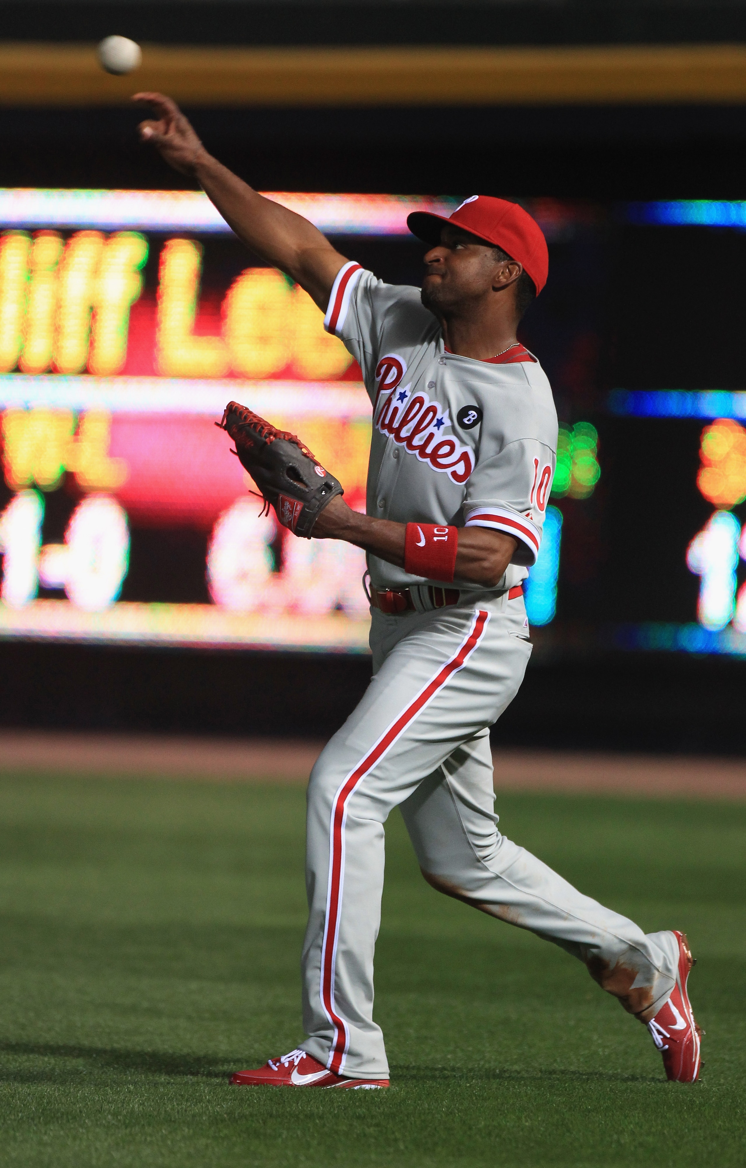 ATLANTA, GA - APRIL 08:  Ben Francisco #10 of the Philadephia Phillies against the Atlanta Braves during their opening day game at Turner Field on April 8, 2011 in Atlanta, Georgia.  (Photo by Streeter Lecka/Getty Images)