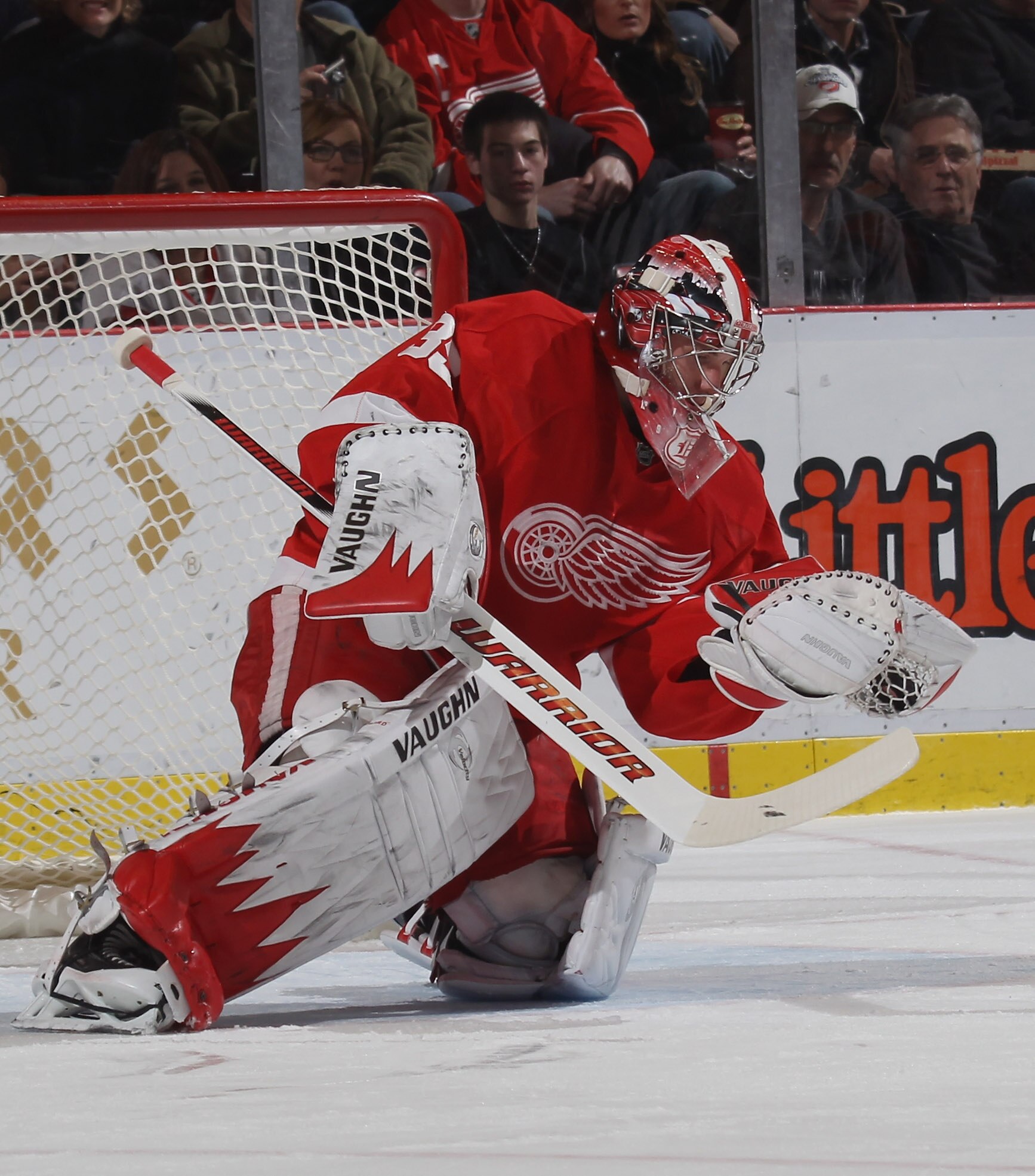 DETROIT, MI - DECEMBER 08:  Jimmy Howard #35 of the Detroit Red Wings skates against the Nashville Predators at the Joe Louis Arena on December 8, 2010 in Detroit, Michigan. The Predators defeated the Red Wings 3-2.  (Photo by Bruce Bennett/Getty Images)
