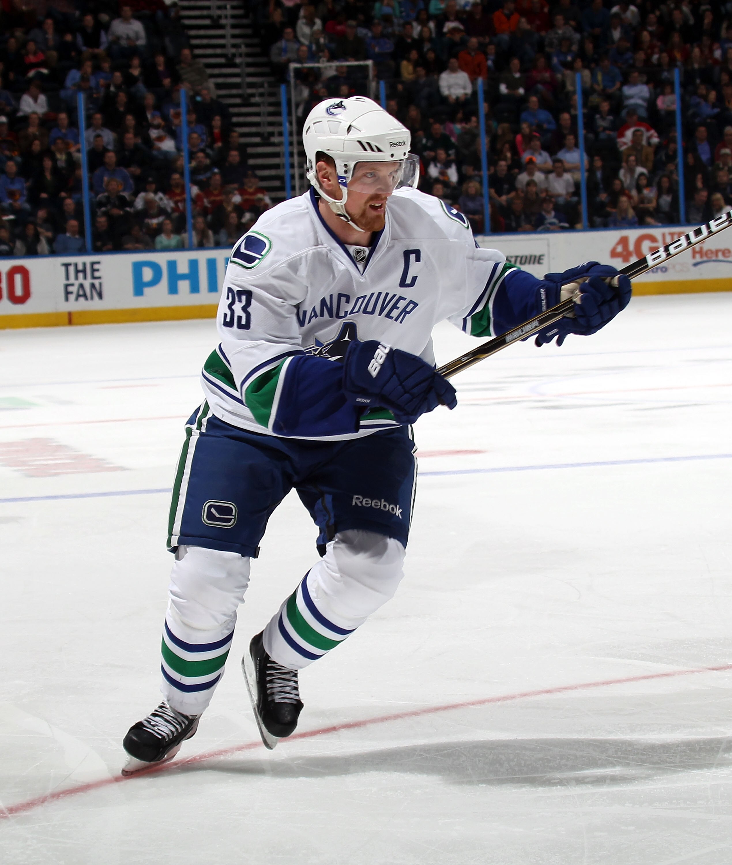 ATLANTA, GA - MARCH 25:  Henrik Sedin #33 of the Vancouver Canucks skates against the Atlanta Thrashers at the Philips Arena on March 25, 2011 in Atlanta, Georgia.  (Photo by Bruce Bennett/Getty Images)