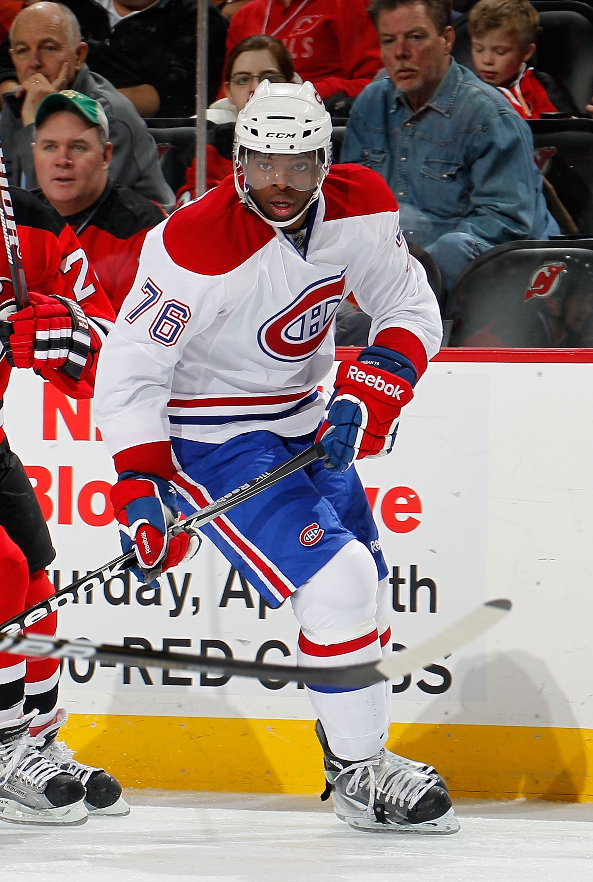 NEWARK, NJ - APRIL 02:  P.K. Subban #76 of the Montreal Canadians skates during an NHL hockey game against the New Jersey Devils at the Prudential Center on April 2, 2011 in Newark, New Jersey.  (Photo by Paul Bereswill/Getty Images)