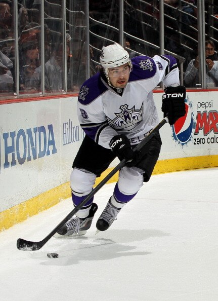 ANAHEIM, CA - APRIL 8:  Drew Doughty #8 of the Los Angeles Kings skates with the puck against the Anaheim Ducks at Honda Center on April 8, 2011 in Anaheim, California.   (Photo by Stephen Dunn/Getty Images)