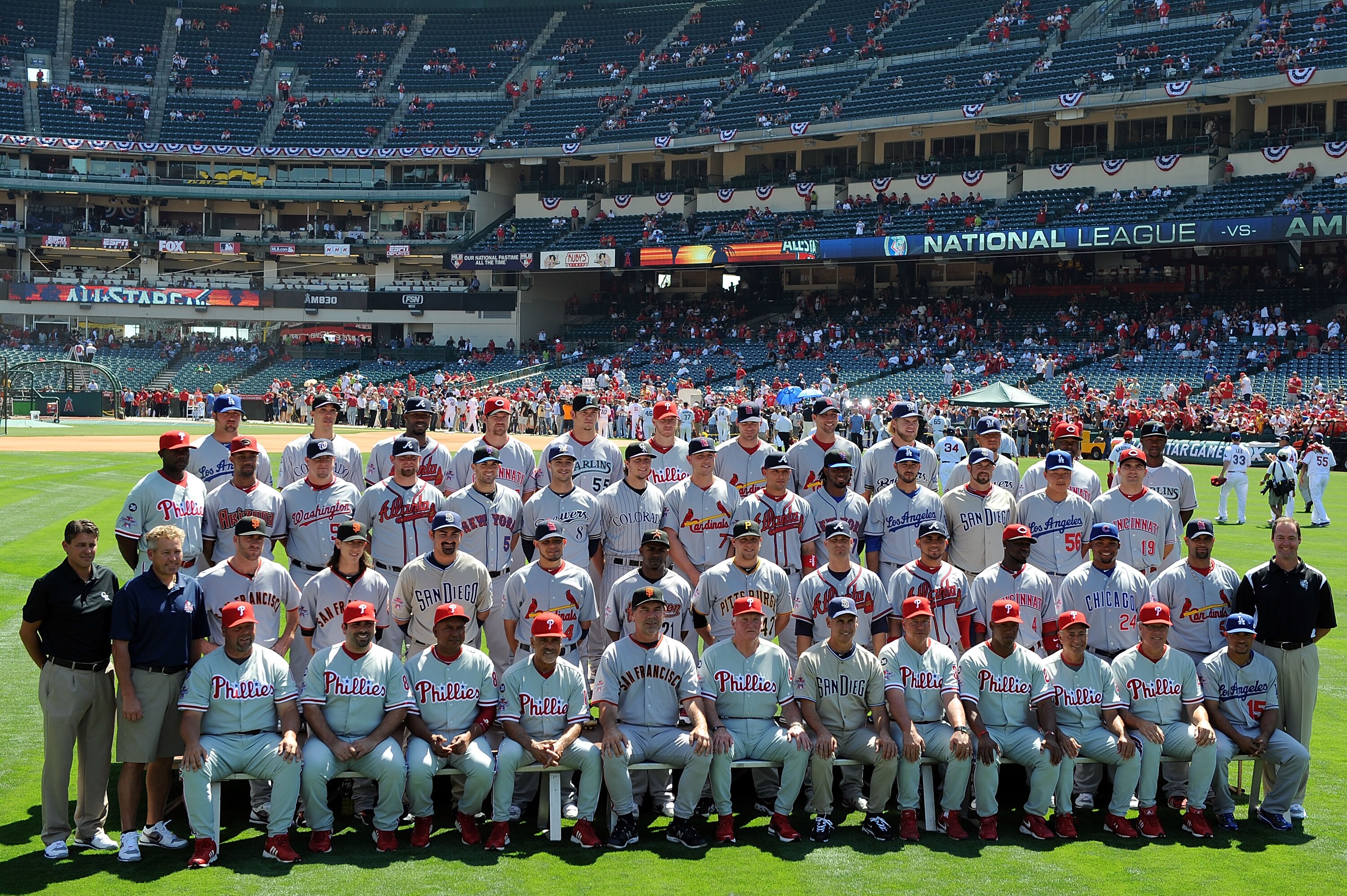ANAHEIM, CA - JULY 13:  The National League All-Stars pose for their team photo before the 81st MLB All-Star Game at Angel Stadium of Anaheim on July 13, 2010 in Anaheim, California.  (Photo by Lisa Blumenfeld/Getty Images)